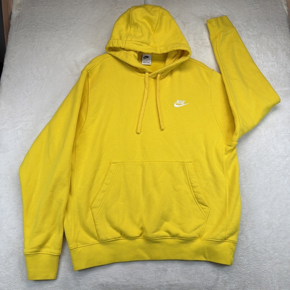 Nike Mens Medium Hoodie Jogger Pants Sweatsuit Set Yellow Swoosh Fleece